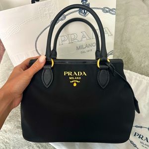 Prada Nylon Black Medium Satchel Tote